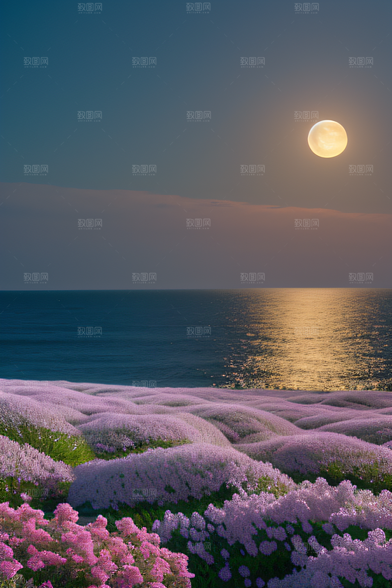 月光倾泻浪漫花海