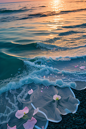 月光照耀花海的美景