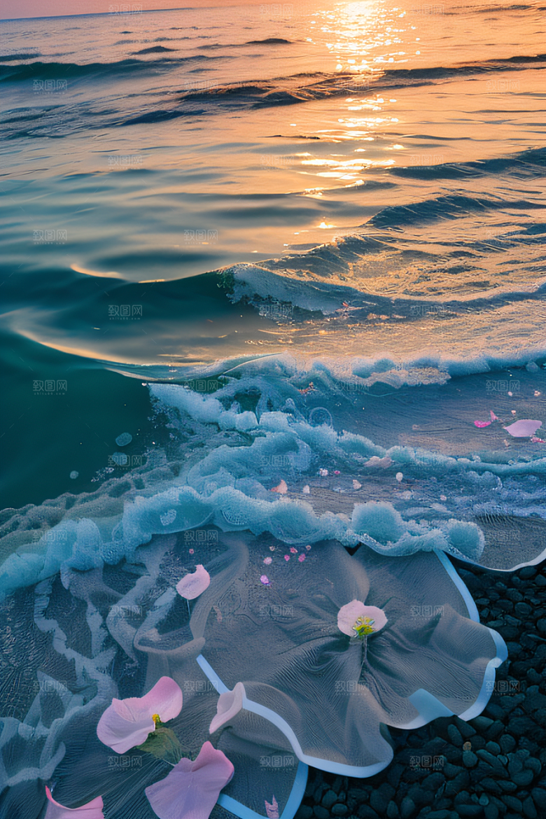 月光照耀花海的美景