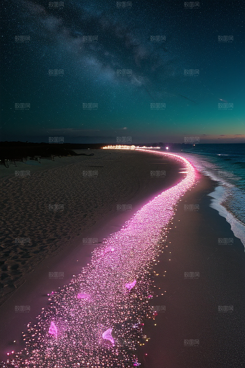星夜银河银河星光洒满海滩