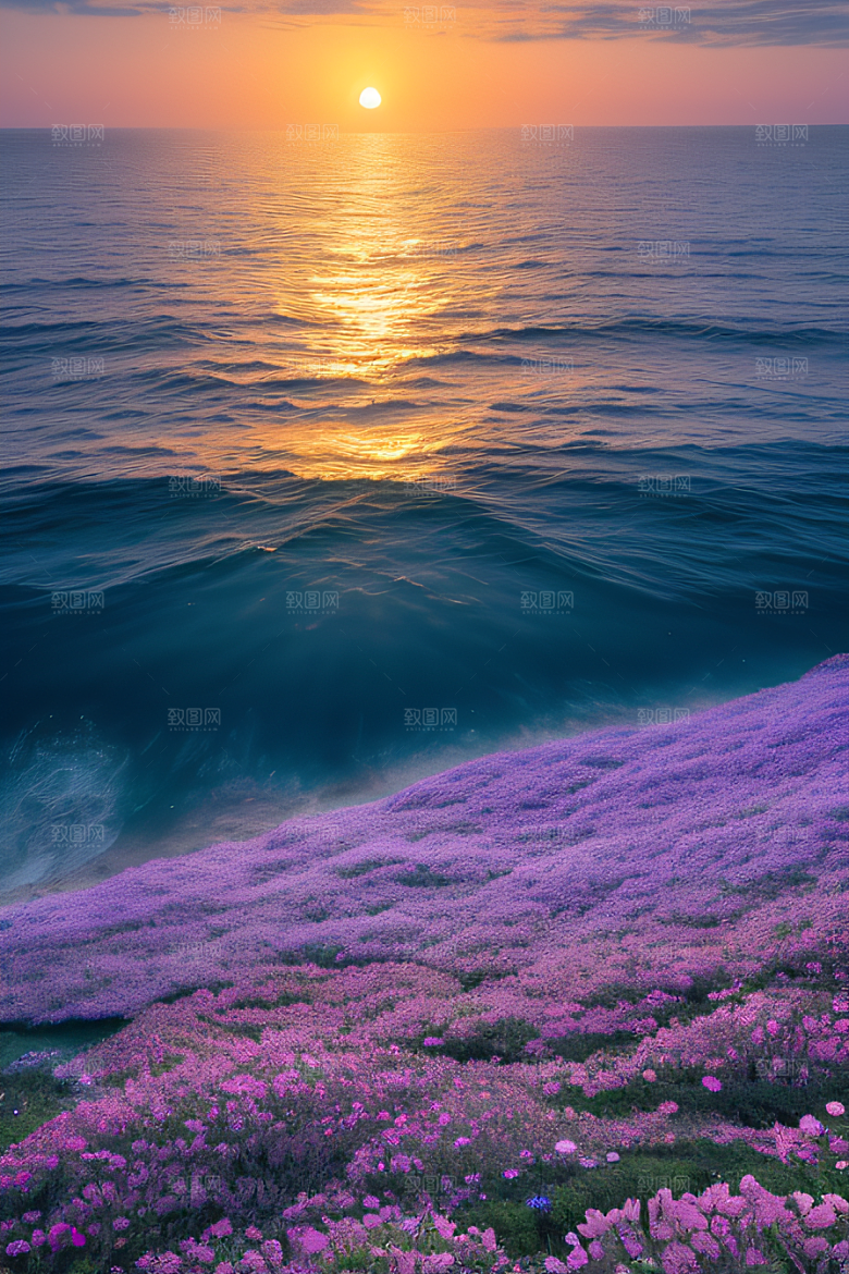 月下花海恍如仙境
