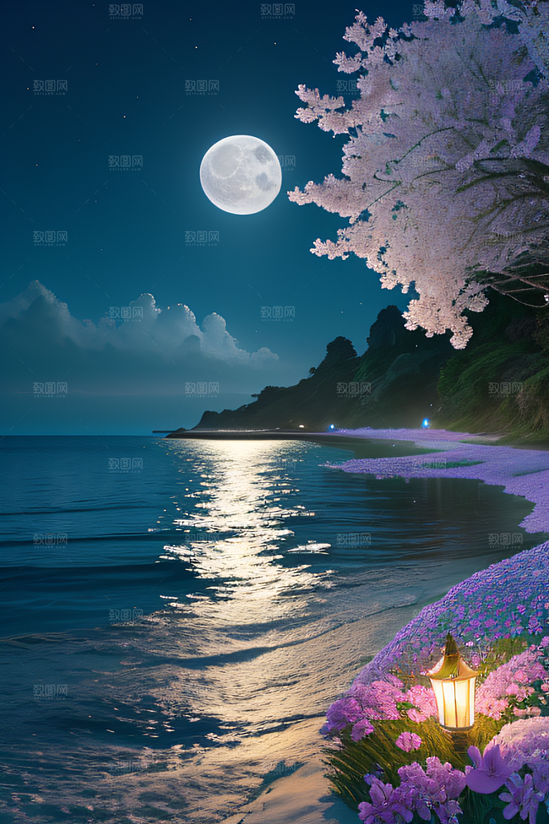 月夜之梦花海的幻境