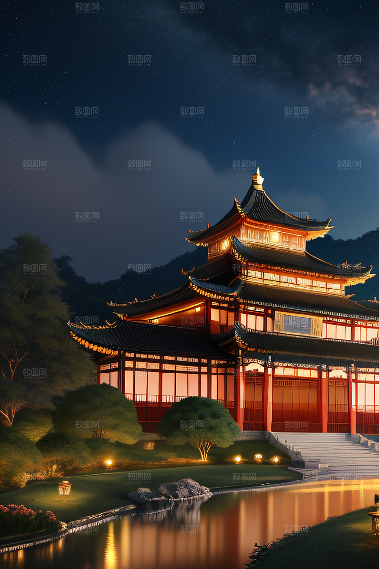 华丽宫殿花园仙境
