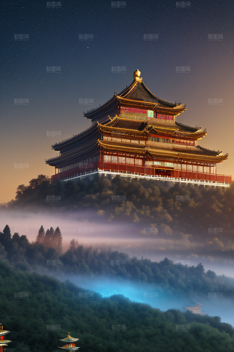 华丽宫殿花园仙境