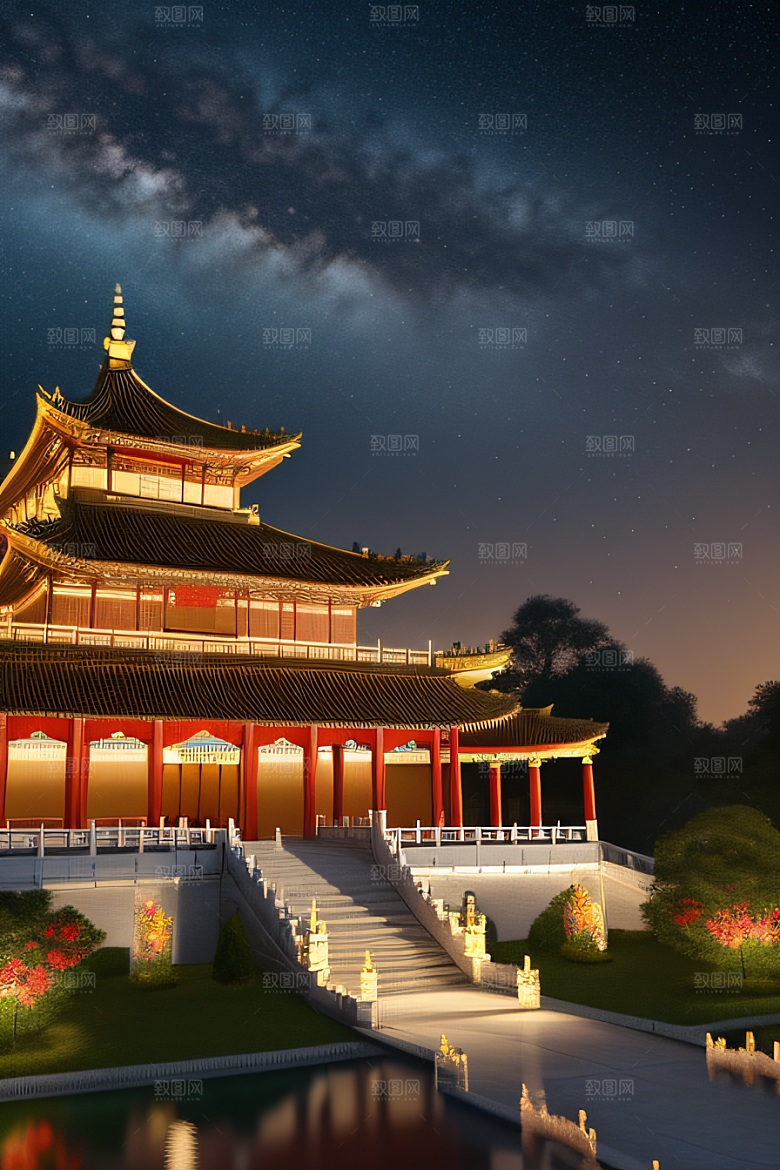 华丽宫殿花园仙境