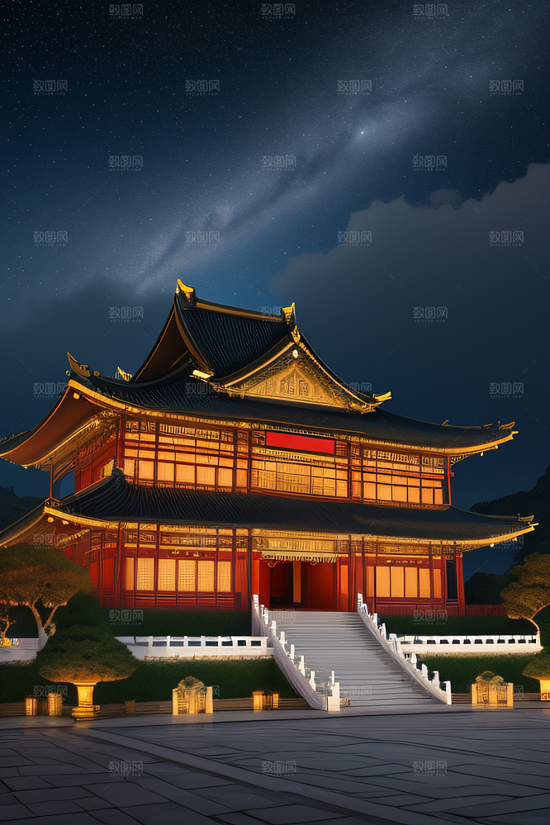 华丽宫殿花园仙境