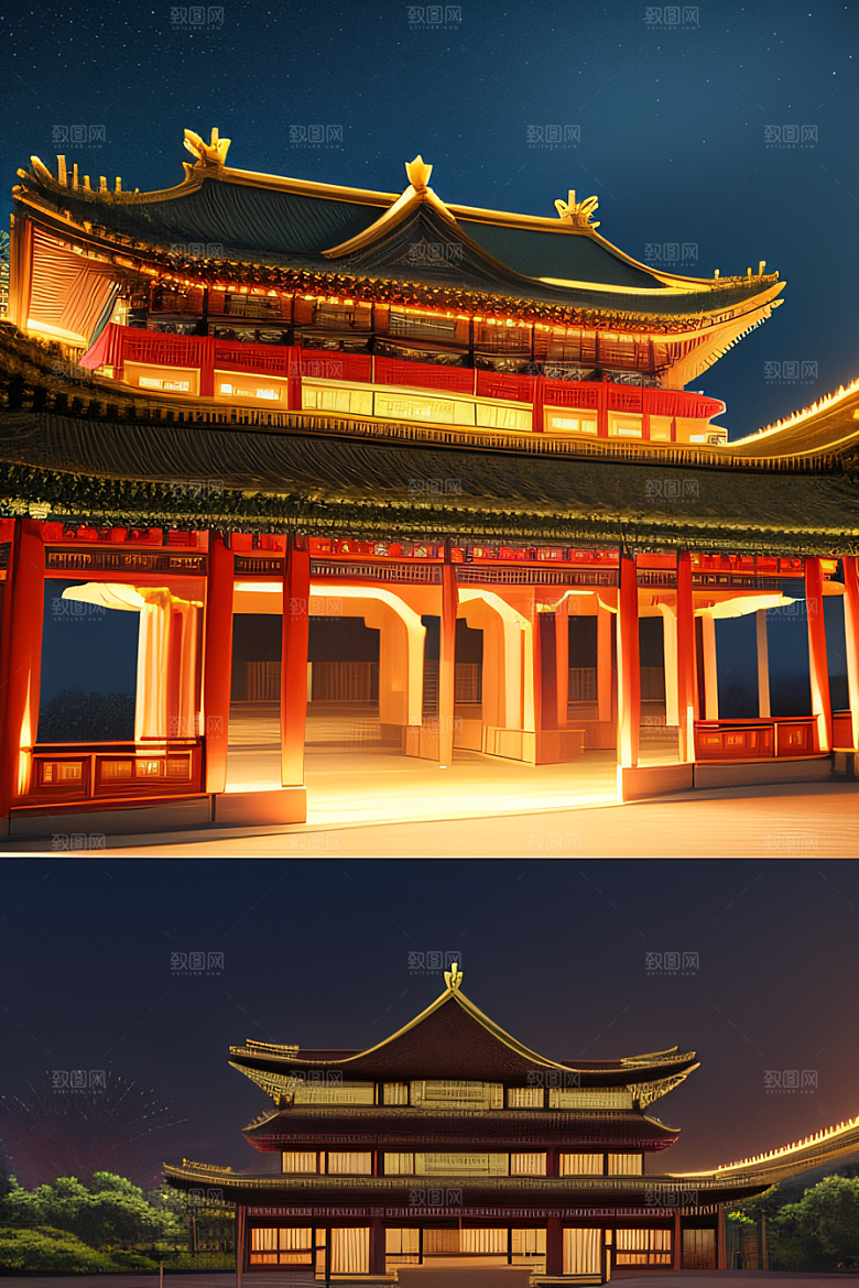 华丽宫殿花园仙境