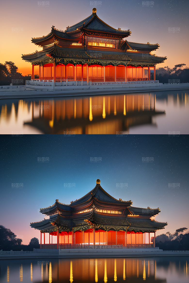 华丽宫殿花园仙境