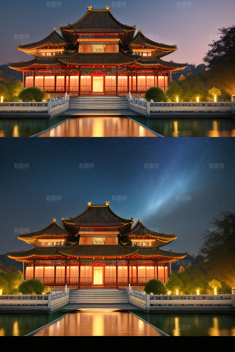 华丽宫殿花园仙境