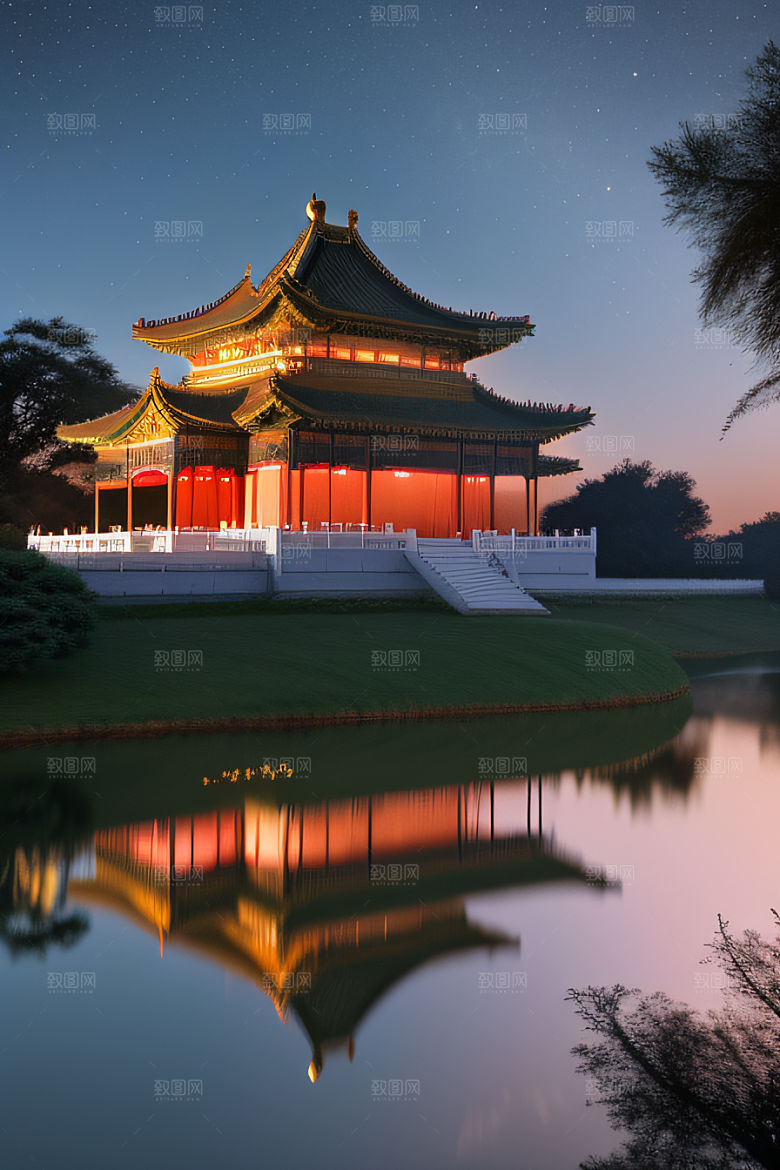华丽宫殿花园仙境