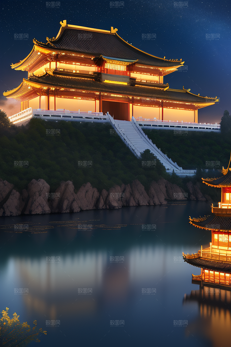 华丽宫殿花园仙境