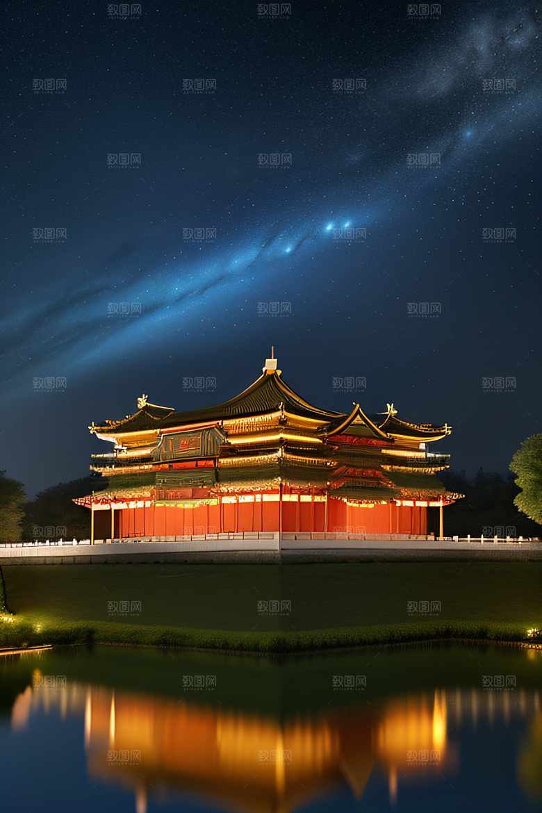 金色中国宫殿中国建筑风格的华丽典范