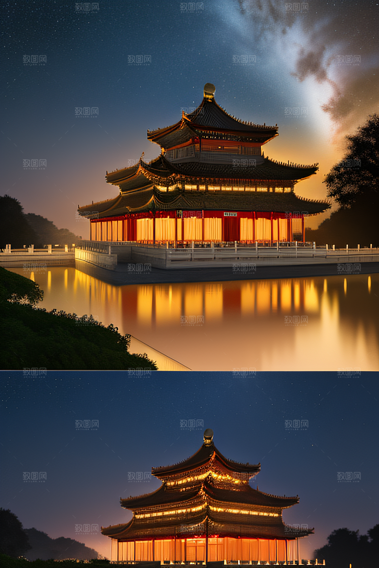 金色中国宫殿中国建筑风格的华丽典范