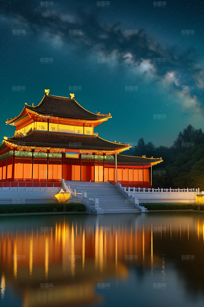 金色光辉中国古建筑的壮丽