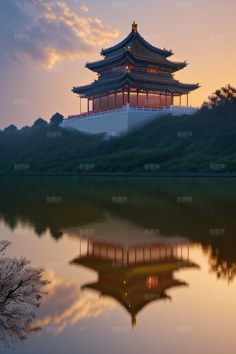 金色光辉中国古建筑的壮丽