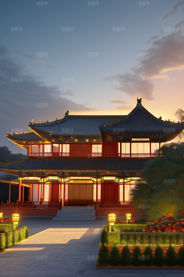 金色光辉中国古建筑的壮丽