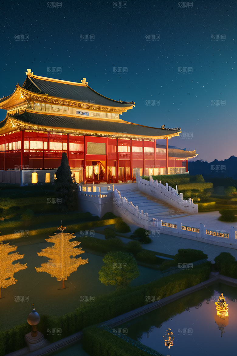 金色光辉中国古建筑的壮丽