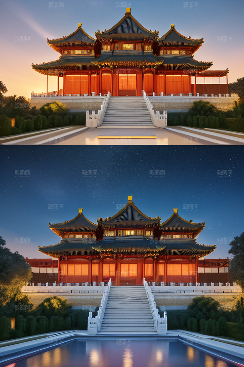 金色光辉中国古建筑的壮丽