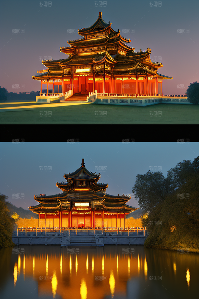金色光辉中国古建筑的壮丽
