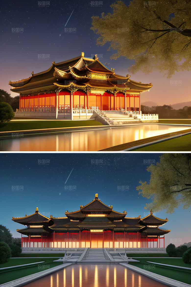 金色光辉中国古建筑的壮丽