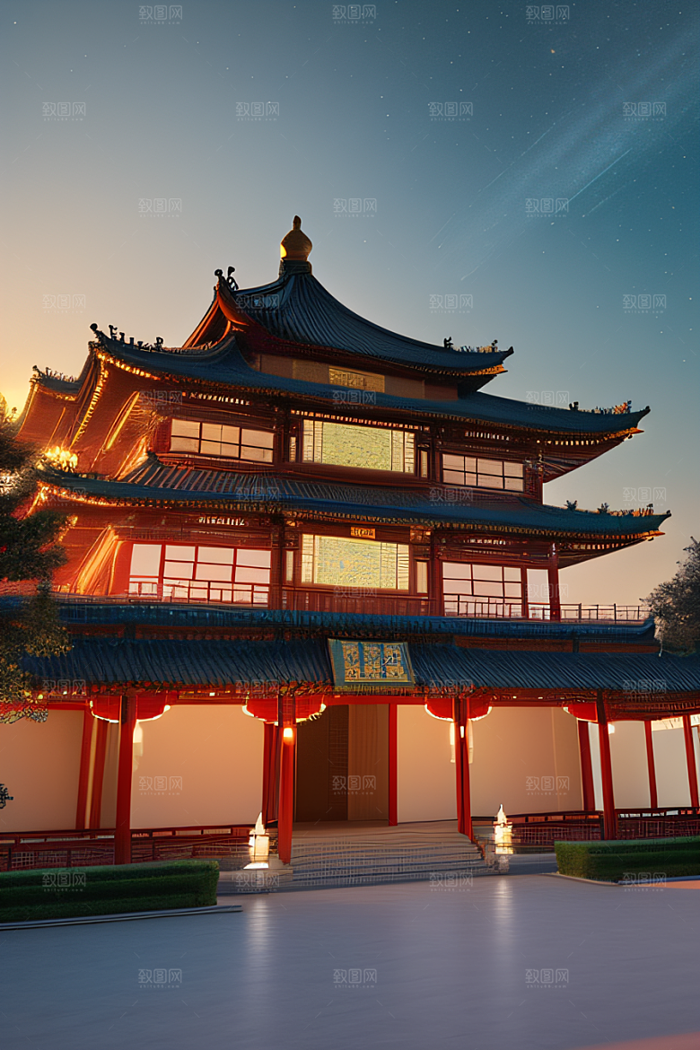 金色光辉中国古建筑的壮丽