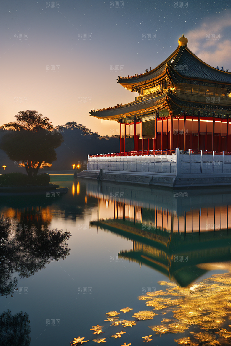 金色光辉中国古建筑的壮丽