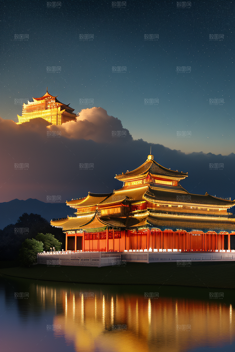 金色光辉中国古建筑的壮丽