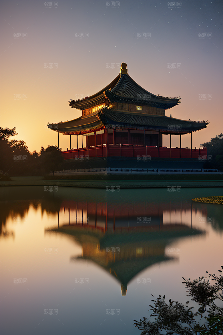 金色光辉中国古建筑的壮丽