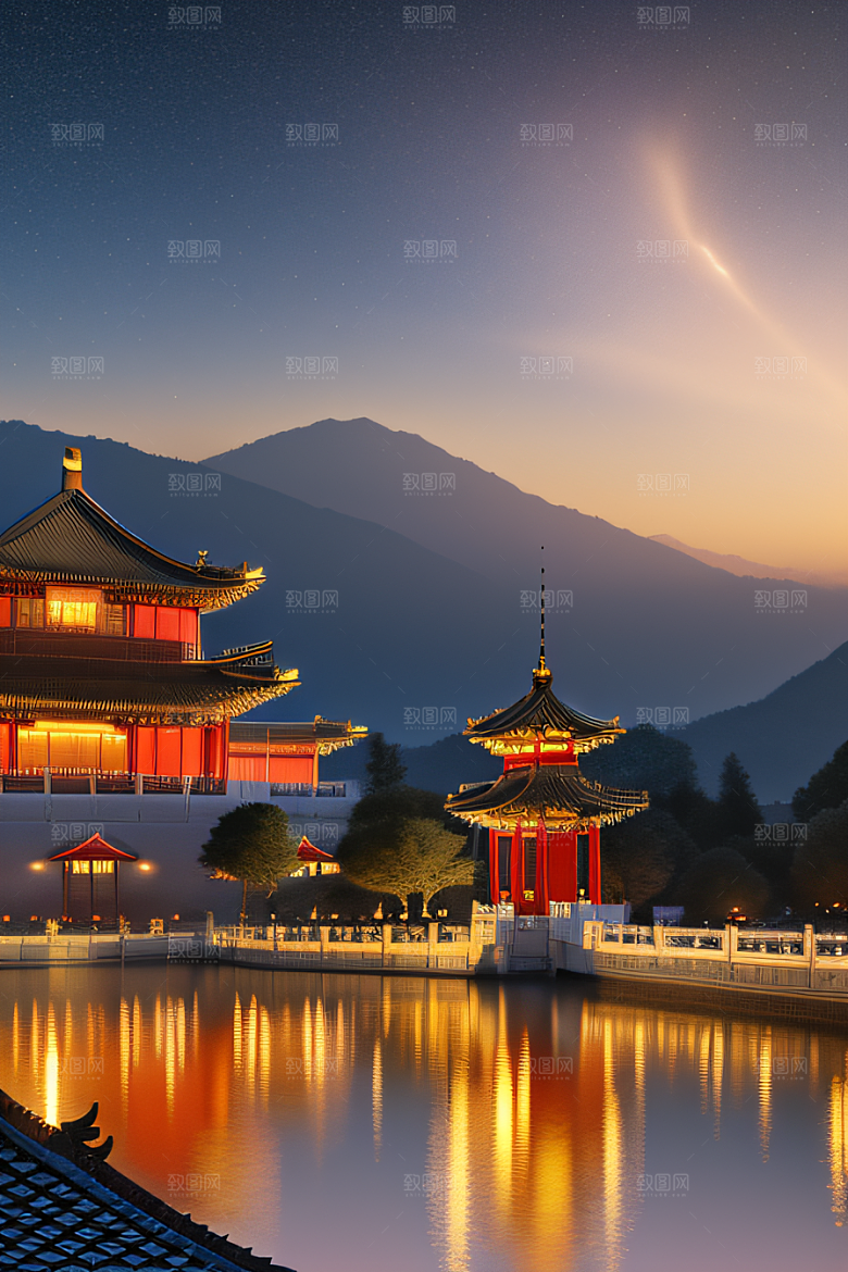 金色光辉中国古建筑的壮丽