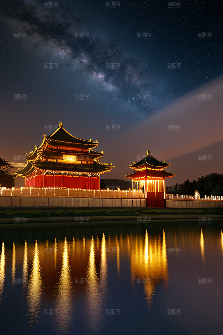 金色光辉中国古建筑的壮丽