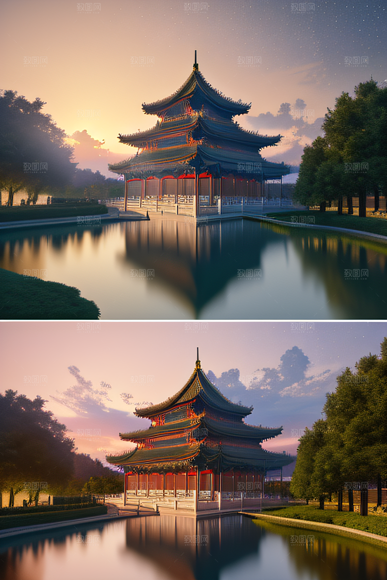 金色光辉中国古建筑的壮丽