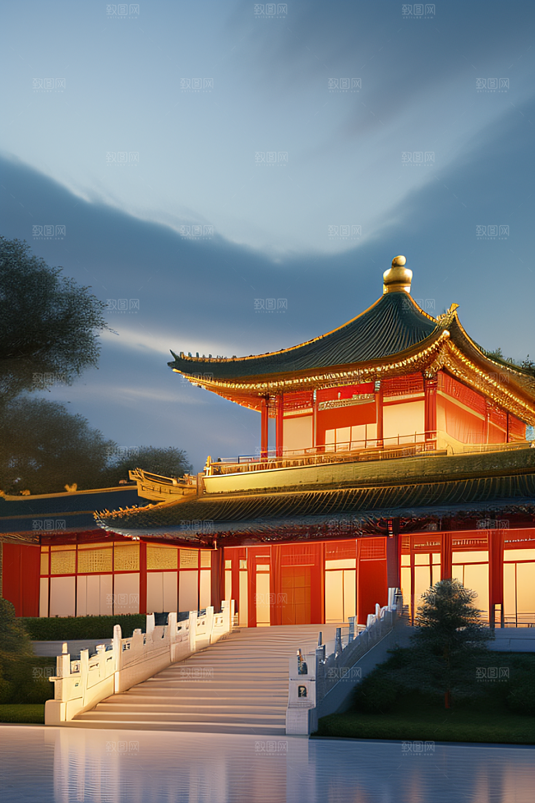 金色光辉中国古建筑的壮丽
