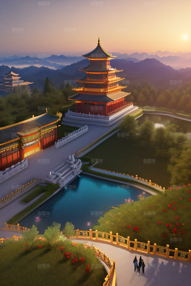金色华堂奇幻夜景