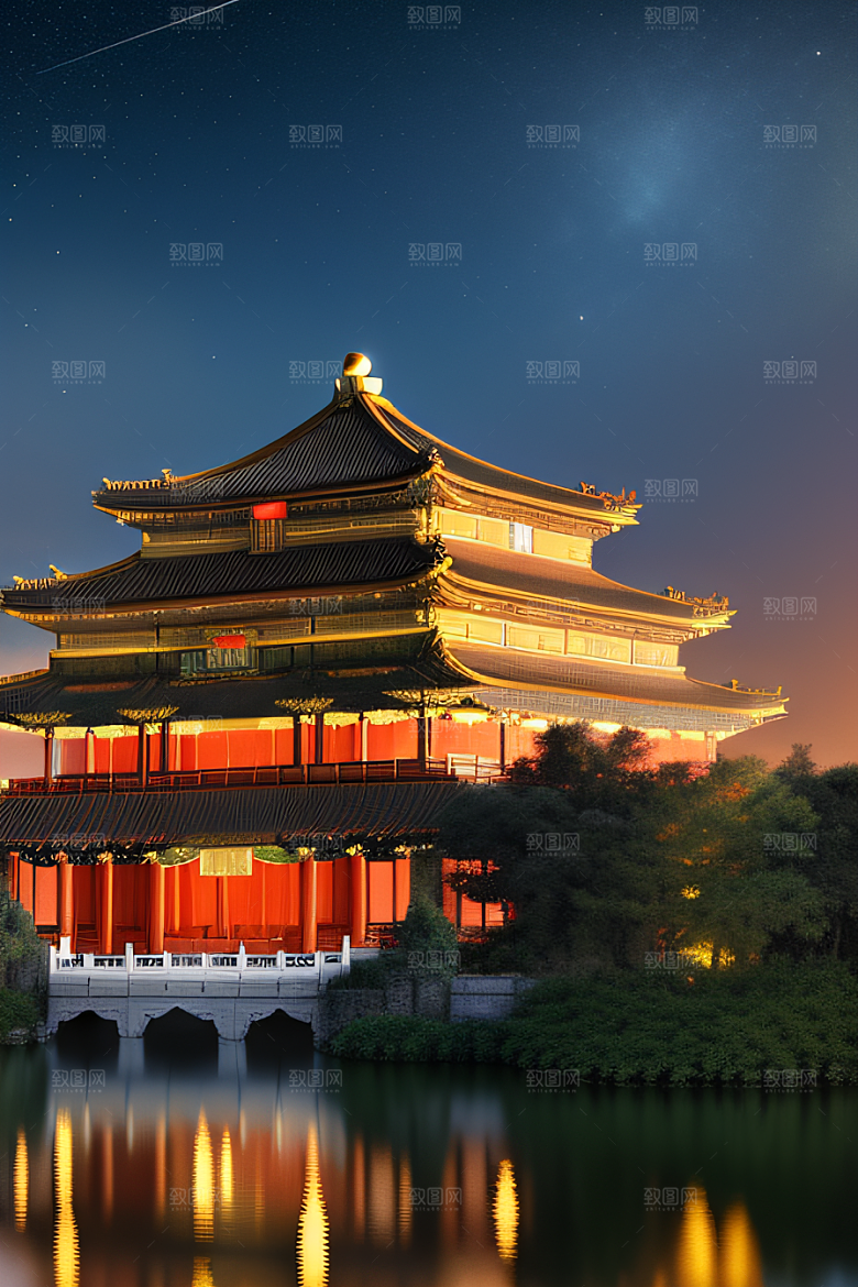 金色华堂奇幻夜景