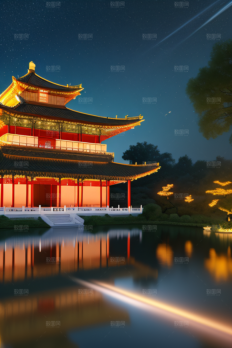 金色华堂奇幻夜景