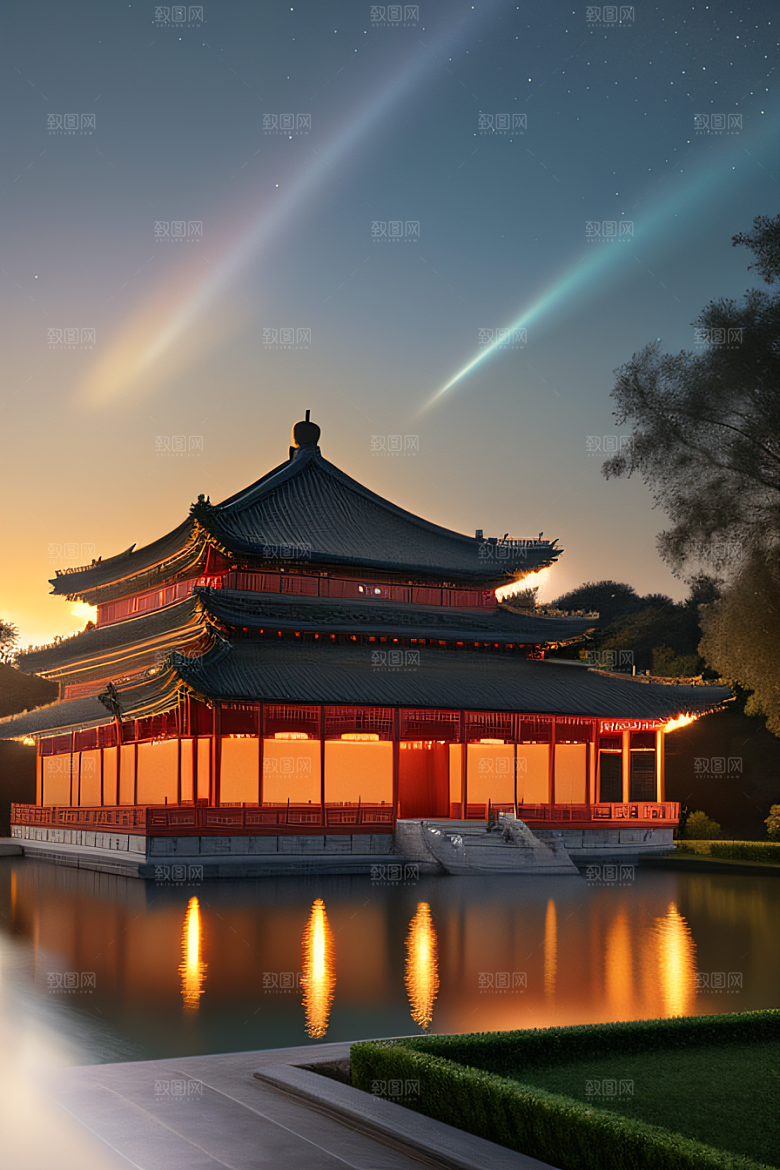 金色华堂奇幻夜景