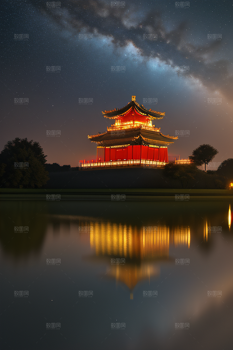 金色华堂奇幻夜景