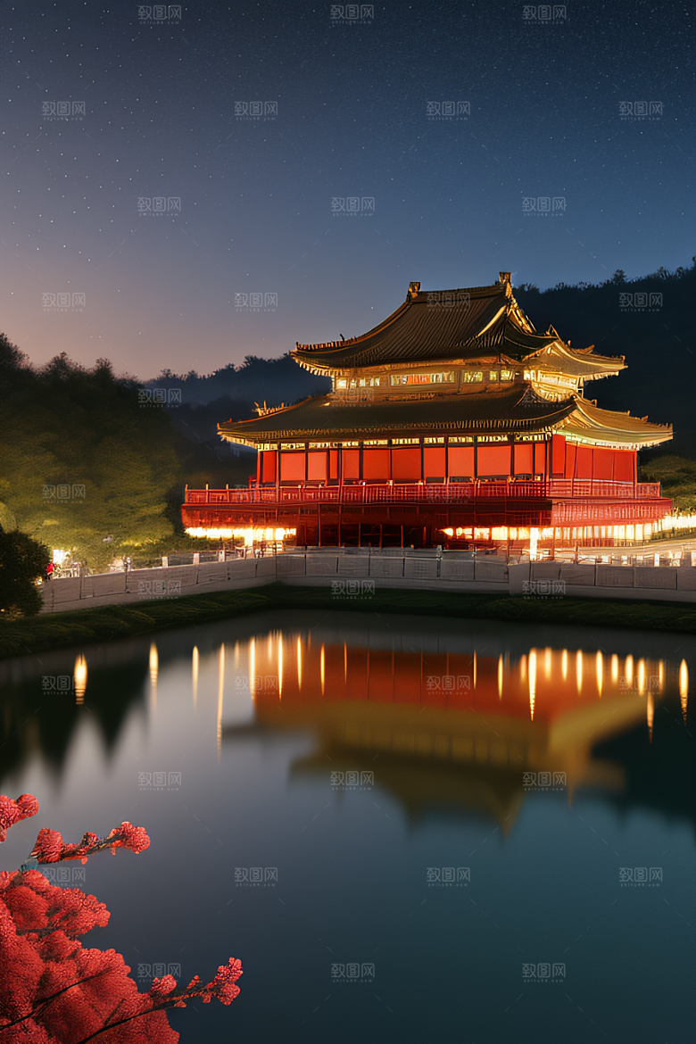 金色华堂奇幻夜景
