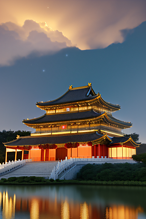 金色华堂奇幻夜景