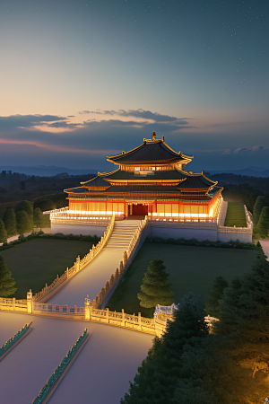 金色华堂奇幻夜景