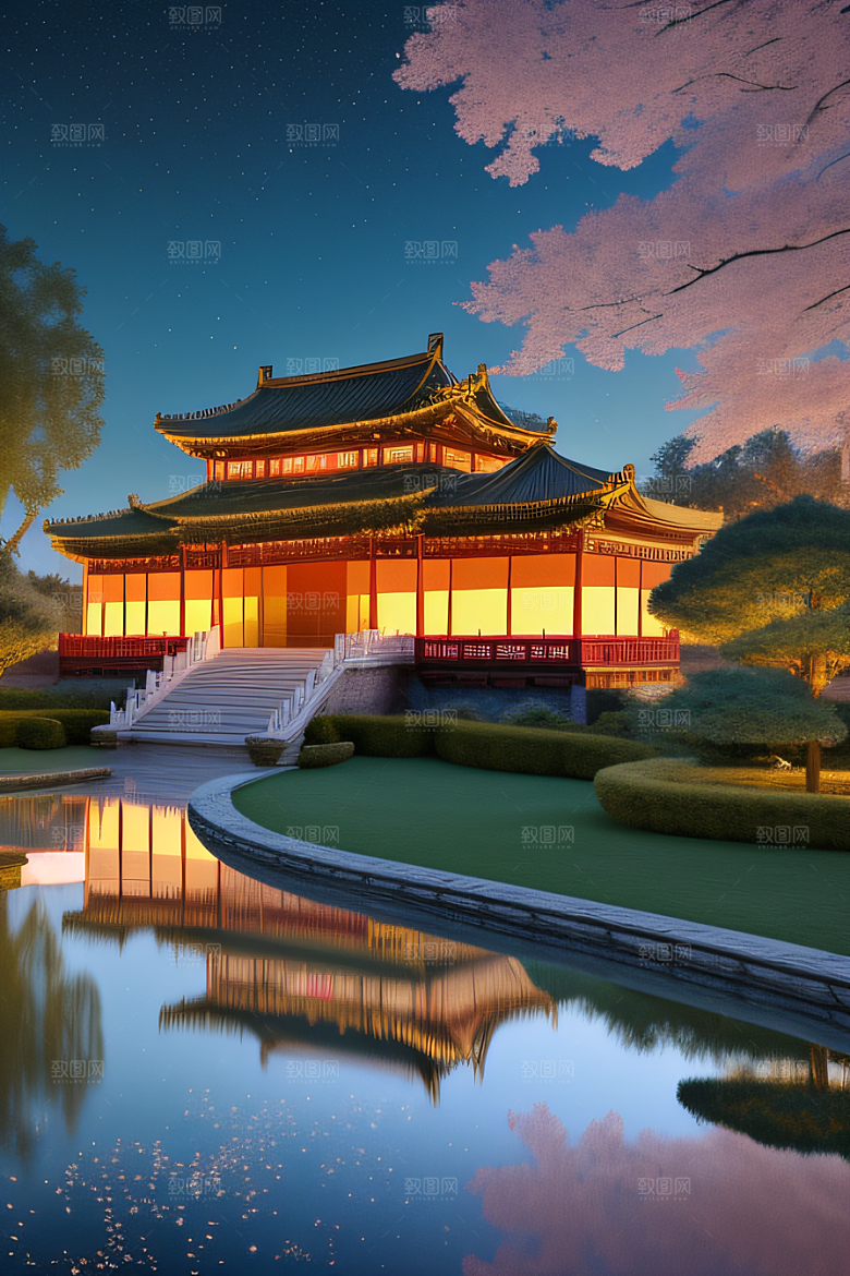 金色华堂奇幻夜景