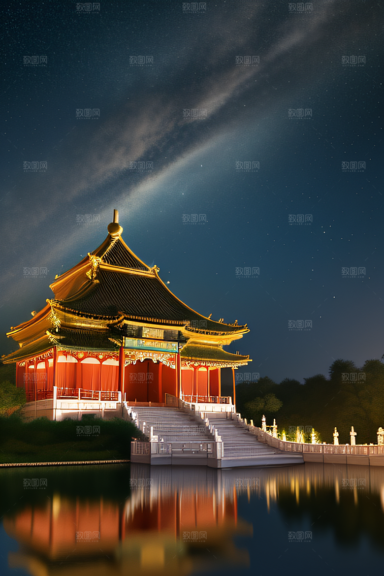 金色华堂奇幻夜景