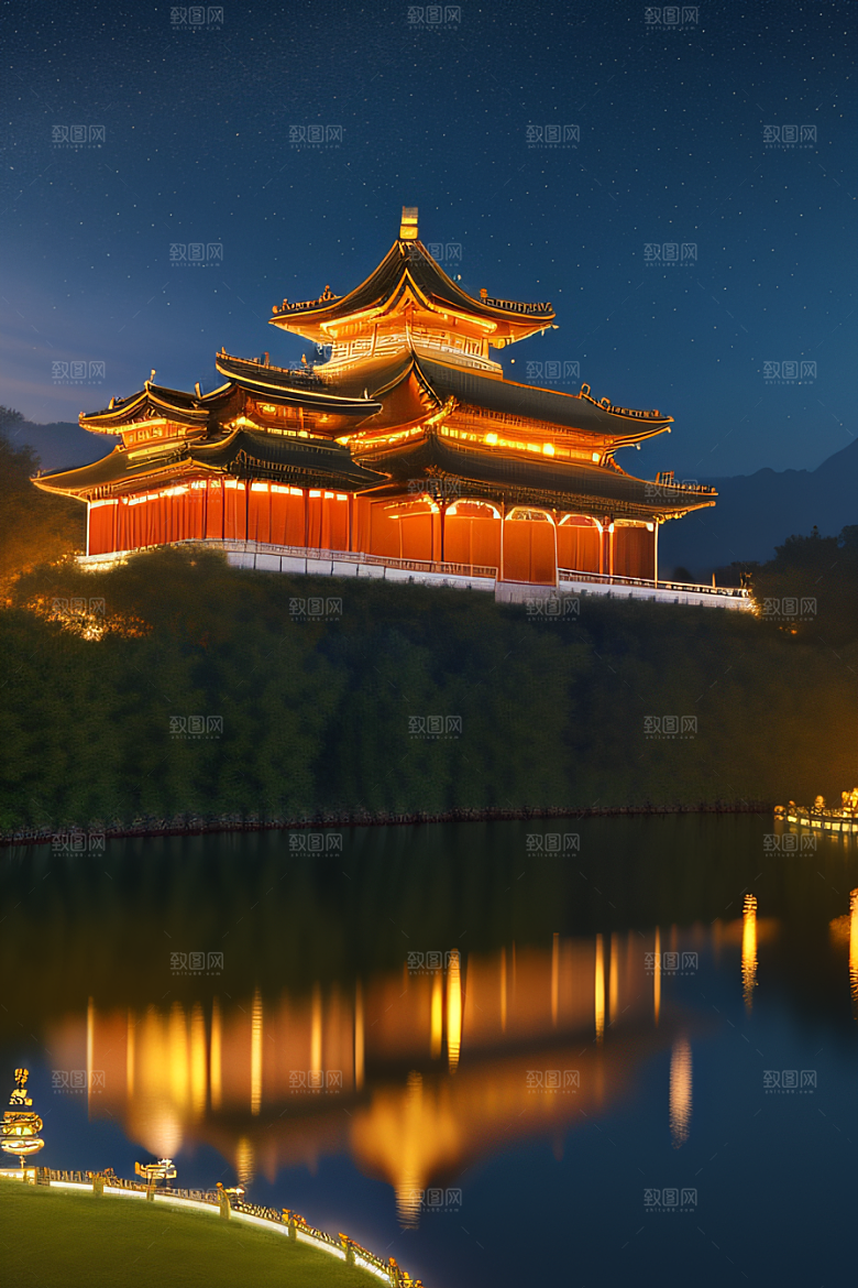 金色华堂奇幻夜景