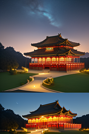 金色华堂奇幻夜景