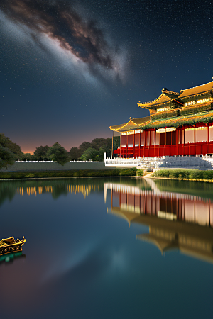金色华堂奇幻夜景