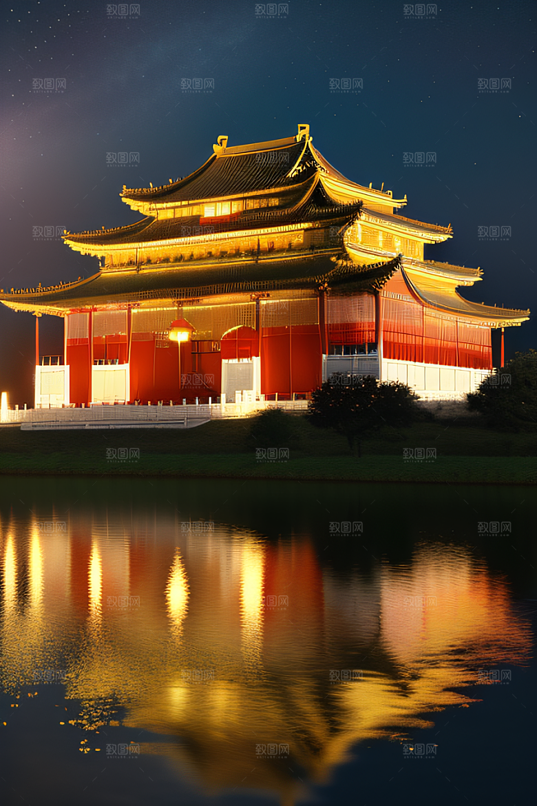 神秘的中国宫殿童话般的景色