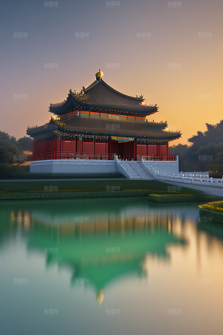 神秘的中国宫殿童话般的景色