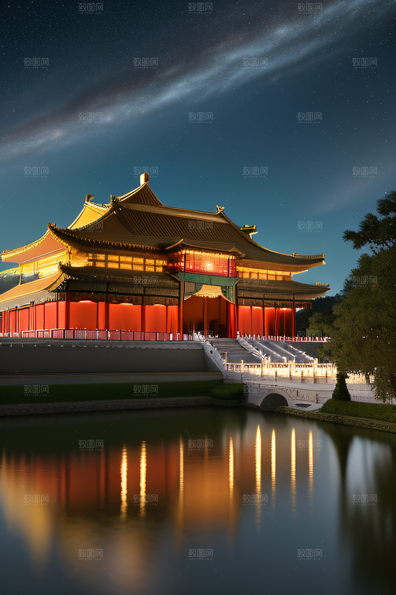 神秘的中国宫殿童话般的景色