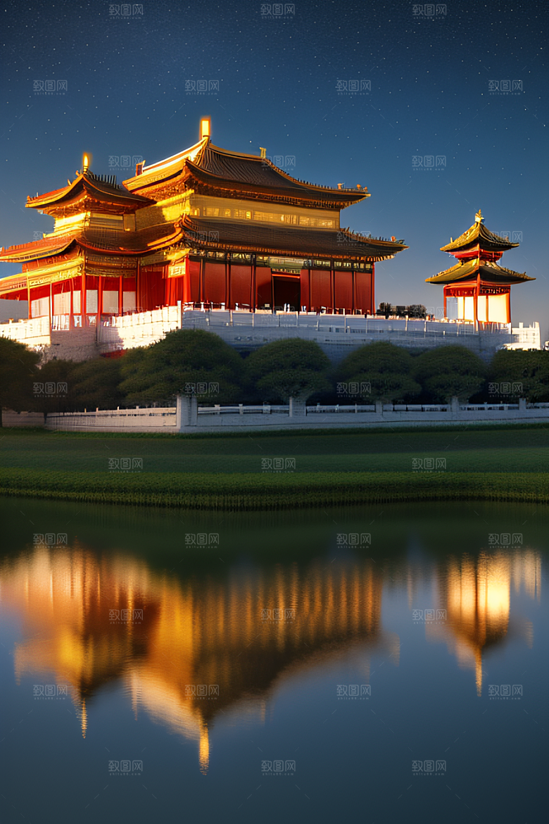 神秘的中国宫殿童话般的景色
