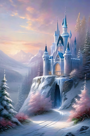 冰雪幻城冰雪城堡与冰玫瑰的迷人景致